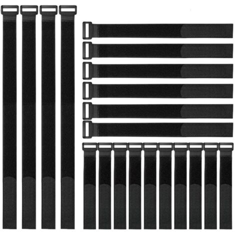 Lot de 12 attaches velcro réutilisables 60 cm pour câbles et rangement, bandes ajustables