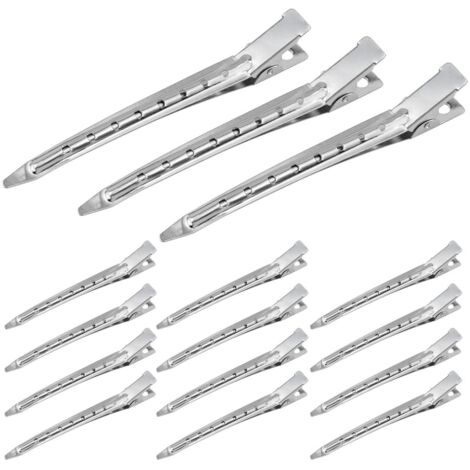 Barrettes crocodile argentées anti-dérapantes sans marques pour cheveux avec trous de fixation (1/5)