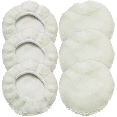 Lot de 6 housses en laine pour polisseuse automobile, couleur blanche (1/5)