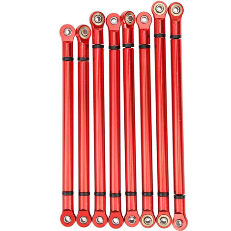 8 Pièces Tiges de Liaison en Alliage d'Aluminium pour Voiture RC Crawler 1/10 SCX10, Empattement 313mm (Rouge) (1/5)