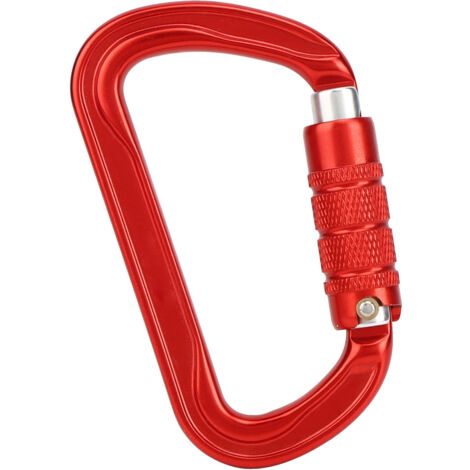Mousqueton de sécurité D à 3 sections pour escalade et extérieur, crochet à verrouillage (rouge) (1/5)