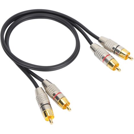 Câble Audio 2 RCA Mâle vers 2 RCA Mâle avec Connecteur en Alliage d'Aluminium pour Xbox 360 - Noir 0.5m / 1.6ft