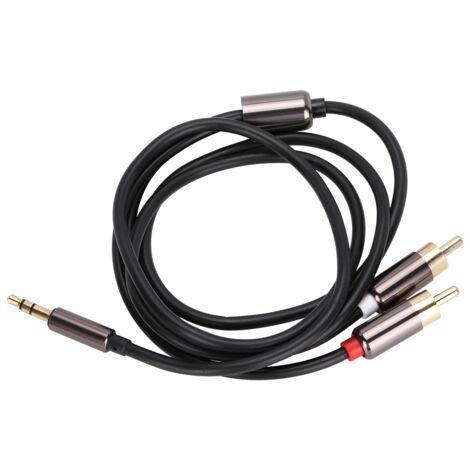 Câble de Division Audio Y 3,5mm Mâle vers 2 RCA Mâle - Noir - 1m - Haute Qualité (1/5)