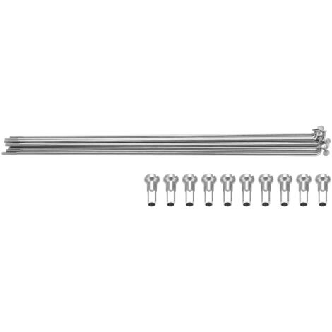 10 pièces Rayons 14G avec écrous pour VTT et vélo de route, acier inoxydable, longueur 193mm, type J Bend (1/5)