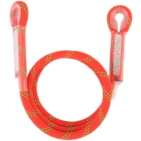 Corde d'escalade 120cm avec mousqueton de sécurité, longe anti-chute pour alpinisme et survie, sangle orange résistante.