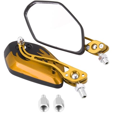 Rétroviseurs moto aluminium flammé jaune - 8mm/10mm - Paire (1/5)