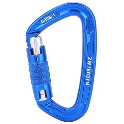 Mousqueton de sécurité 25KN pour escalade et sauvetage, boucle en D, équipement extérieur (Bleu) (1/5)
