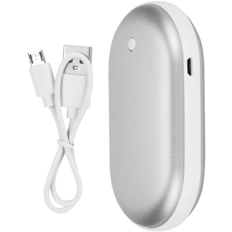 Chargeur portable multifonction mini haute capacité, chauffe-mains USB anti-explosion, charge rapide (argenté) (1/5)