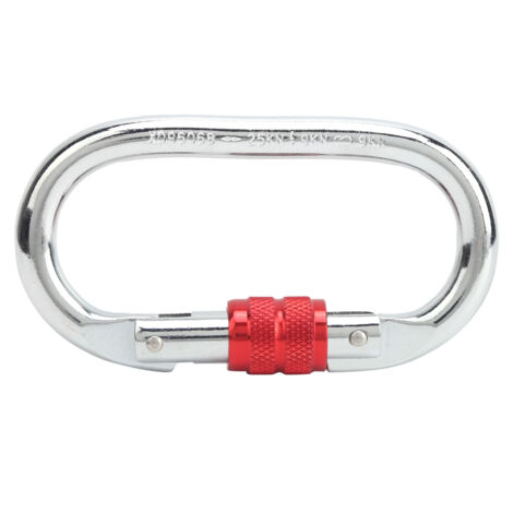 Mousqueton d'escalade O Type en argent et rouge, équipement extérieur sécurisé 25KN (1/5)