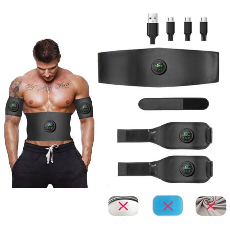 Stimulateur Musculaire USB Rechargeable 6 Modes pour Abdos - Entraînement Fitness et Gym