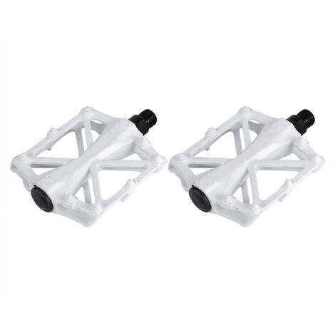 2 x Pédales Vélo Route en Aluminium Léger avec Roulements (Blanc)