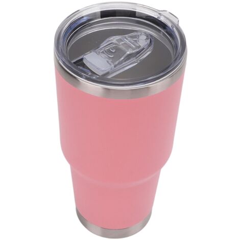 Gourde Isotherme en Acier Inoxydable, Tasse à Café à Double Paroi avec Couvercle pour Voyage - Rose (1/5)