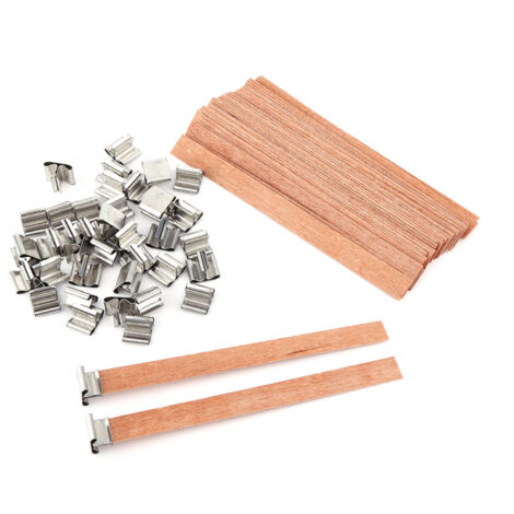 Lot de 40 mèches en bois pour bougies artisanales DIY, supports de cire durable pour création manuelle.