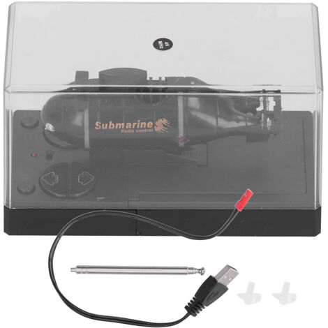 Télécommande 2.4G 6 Canaux pour Bateau Sous-Marin Miniature Électrique Étanche Jouet de Plongée Noir (1/5)