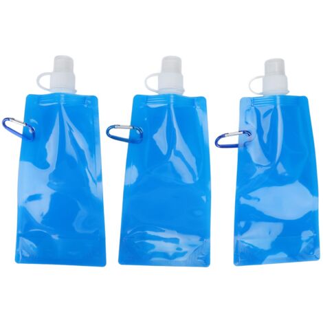 3 bouteilles d'eau pliables 480ml, légères et portables avec crochet de connexion pour randonnée (1/5)