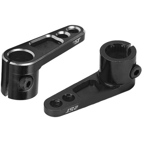 2 Pièces Bras de Direction RC 25T Traité Anodisé, Taille Précise Performance Stable, Léger pour Servo Moteur de Voiture RC Noir (1/5)