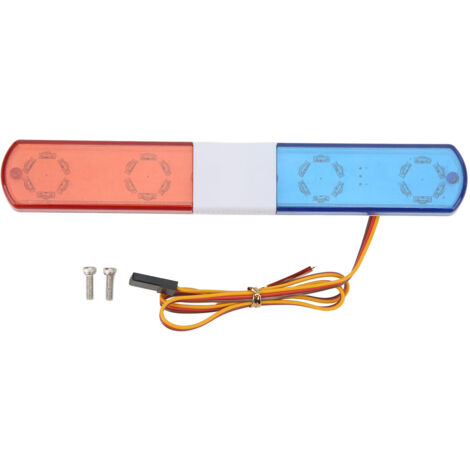 Feu Stroboscopique LED Ultra Lumineux pour Voiture RC 1:8 1:10, Modèle Police avec Éclairage Rouge et Bleu, Dimensions 145x22x12mm (1/5)