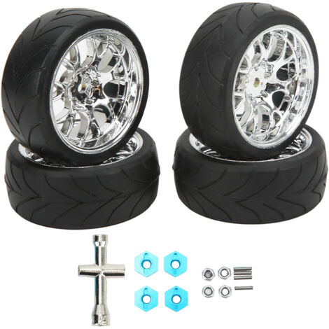 4 Roues RC 1/10 Pneus en Caoutchouc Haute Résistance à l'Abrasion Amortissement Renforcé pour Voitures de Sport 1/10