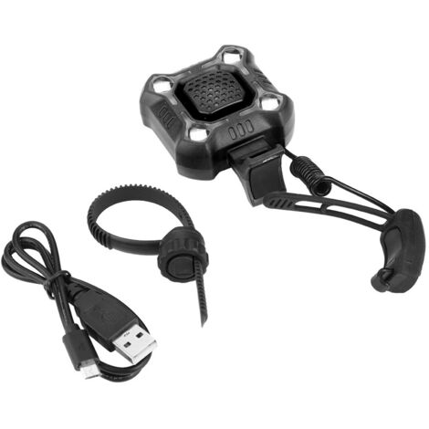 Phare de vélo avant étanche rechargeable avec klaxon pour guidon (Noir) (1/5)