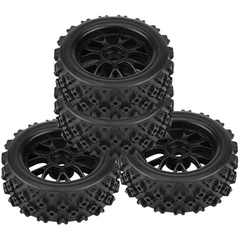 4 Pneus en Caoutchouc Noir pour Voiture RC 1:10, Jantes et Pneus Off-road Racing - 4 Pièces (1/5)