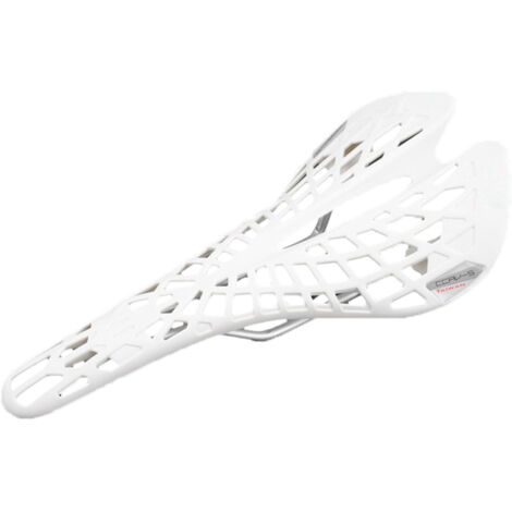 Selle de vélo perforée en forme de toile d'araignée pour VTT et vélo de route - Coussin confortable - Blanc (1/2)