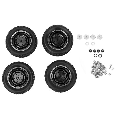 Jante en alliage d'aluminium 4 trous en forme de U pour pneus caoutchouc, compatible MN D90, MN-91, FJ-45 (Noir MN-024BL) (1/5)