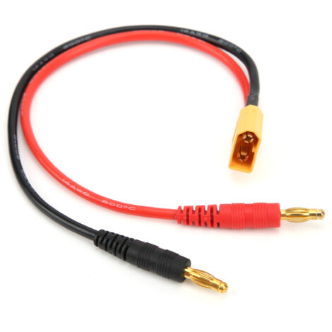 Câble de charge XT60 vers fiche banane 4.0mm 14AWG 22cm pour batterie LiPo RC (1/5)