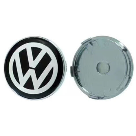 Cache-moyeu de roue 60mm pour Volkswagen Golf, Passat, Polo, Jetta, Bora, Santana – Centre de jante style sport, capuchon de moyeu en alliage d’aluminium, kit 4 pièces, accessoire jante voiture – Noir