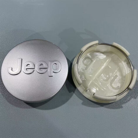 Cache-moyeu 64mm compatible Jeep Compass Cherokee Patriot – Capuchon centre de jante voiture, cache centre roue pour jantes auto, accessoire roue automobile en caoutchouc, lot de 4 pièces – Argent Mat