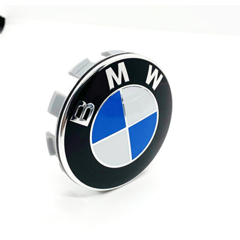 Cache-moyeu BMW 68mm – Capuchon centre jante auto 10 branches, accessoire jante voiture, protection roue, remplacement cache jante, lot 4 pièces – Bleu Blanc