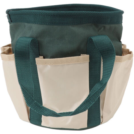 Sac de Jardin 6 Poches en Toile Oxford Vert et Crème pour Outils de Jardinage Hommes Femmes (1/5)