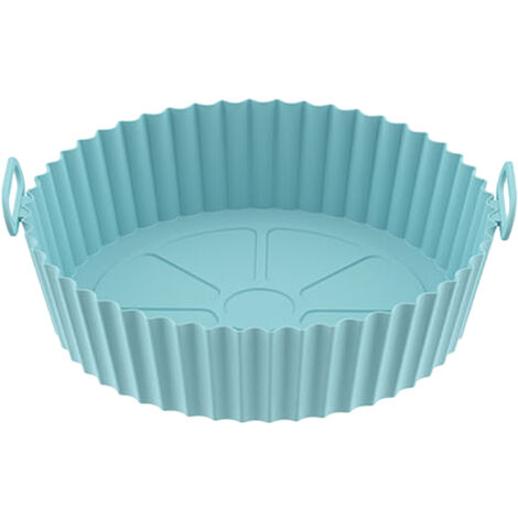 Doublure de friteuse ronde en silicone épais, réutilisable et facile à nettoyer, qualité alimentaire, couleur bleu-vert (1/5)