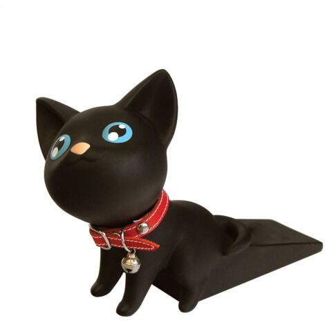 Arrêt de porte décoratif en forme de chat noir mignon - Bloque-porte anti-choc pour bureau et maison (1/5)