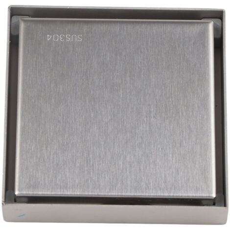 Bouche d'évacuation carrée 4 pouces acier inoxydable antidéodorant pour salle de bains, finition brossée 1.3mm compatible carrelage