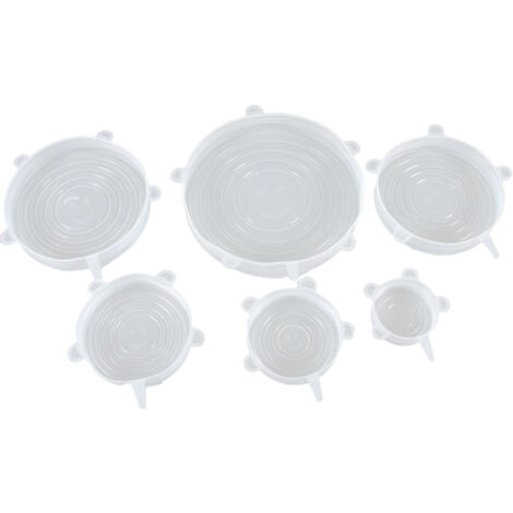 6 Couvercles en Silicone Élastique Résistants à la Chaleur, Ronds et Réutilisables pour Frigo et Micro-ondes - Lot de 6 (1/5)