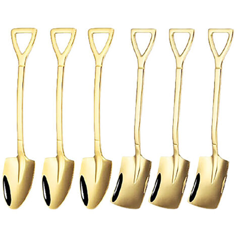 Ensemble de 6 Pelles-Cuillères 15cm en Acier Inoxydable, Pelle Carrée et Pointue pour Cuisine, Jardin, Bureau, Finition Titane (1/5)