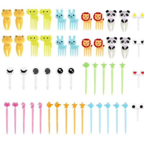 50 Fourchettes à Fruits en Forme d'Animaux Mignons pour Enfants - Set de Fourchettes pour Bento et Fruits en Plastique Innovant (1/5)