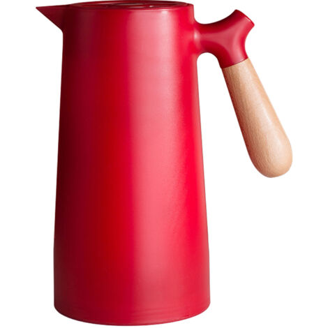 Bouilloire isolée en verre pour thé et café, multicouche, idéale pour la maison et le camping, capacité 1L, couleur rouge