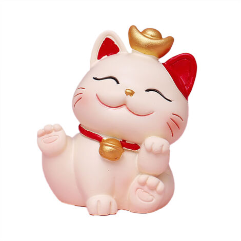 Statue Chat Porte-Bonheur en Résine Synthétique - Décoration pour Salon et Intérieur