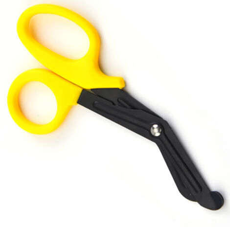 Ciseaux de premiers secours en acier inoxydable et PP, ciseaux multifonction portables pour urgences domestiques, jaune (1/5)