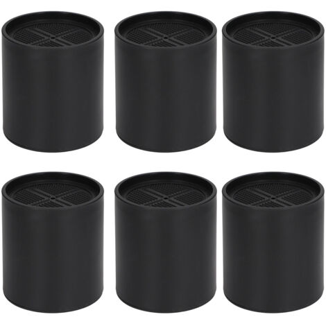 6 Pieds de Meuble Extensible Rond Noir 4 Pouces - Rehausseurs pour Canapé Bureau Maison - Lot de 6 (1/5)