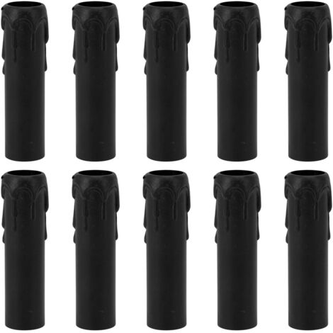 10 pièces manchons bougies 4 pouces imitation cire dégoulinante vintage, couvre-culots noirs pour lustres (1/5)