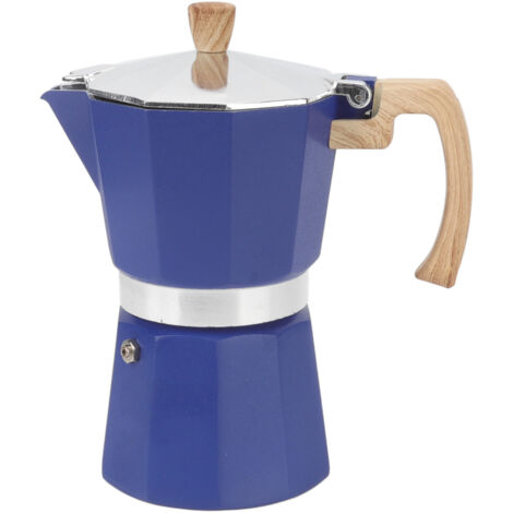 Cafetière italienne octogonale en aluminium 6 tasses 300ml bleue pour café moka maison bureau (1/5)