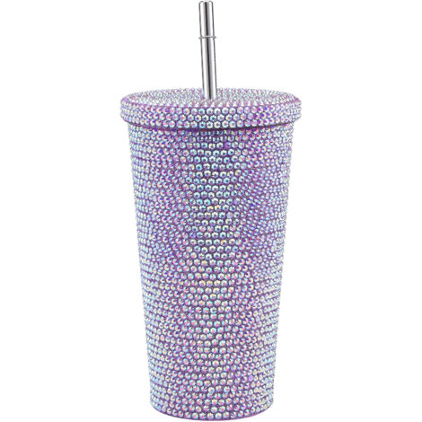 Gourde Isotherme 500ml Femme avec Décorations Strass en Acier Inoxydable (1/5)