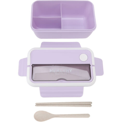Boîte Bento Japonaise 1400ml Lavable Micro-ondes, Récipient Repas Étudiant Bureau avec Séparateur, Capacité Grande Portable Violet (1/5)