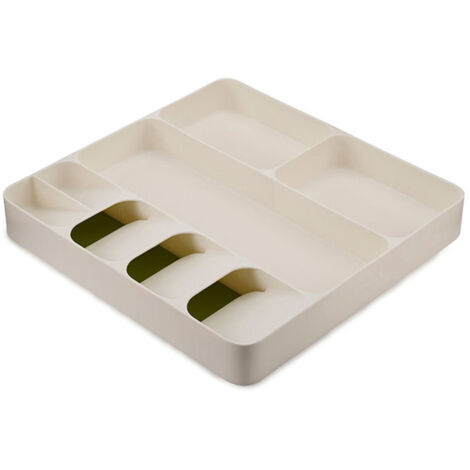 Organisateur de couverts 3 en 1 pour tiroir, rangement écologique multifonction pour couteaux, fourchettes, baguettes et cuillères en plastique blanc (1/5)