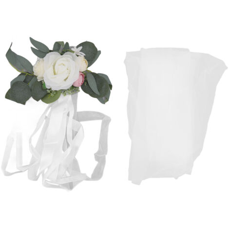 Fleurs Artificielles Blanches pour Décoration de Mariage - Style Simple et Élégant avec Rubans (1/5)