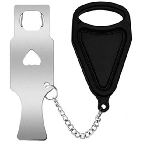 Serrure de porte portable de sécurité pour voyage, hôtel, appartement et maison - Noir (1/5)
