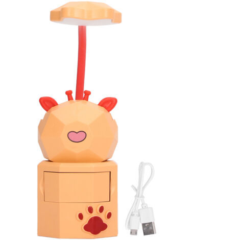 Lampe de Bureau LED 5V 3W avec Figurine de Cerf et Col de Cygne, USB pour Table de Chevet, Modèle YC-5802 Orange (1/5)