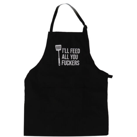 Tablier de cuisine humoristique pour hommes avec 3 poches et bavette, réglable - Idée cadeau pour mari ou papa lors de BBQ, cuisson ou pâtisserie (1/5)